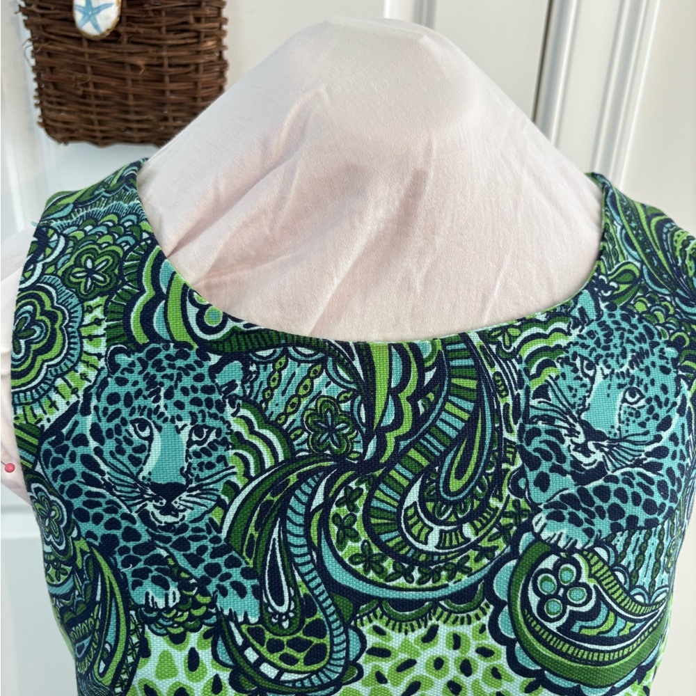 Lilly Pulitzer Green and Blue Tiger/Paisley Patterned Dress - Picture 2 of 7